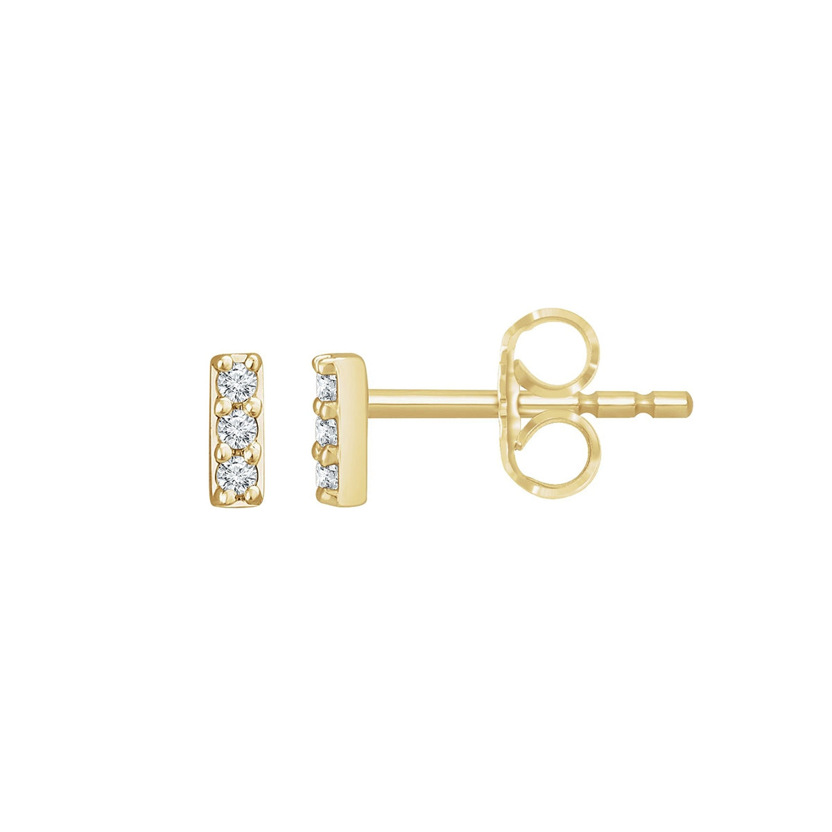 Diamond Accent Petite Bar Earrings in 14K Yellow Gold