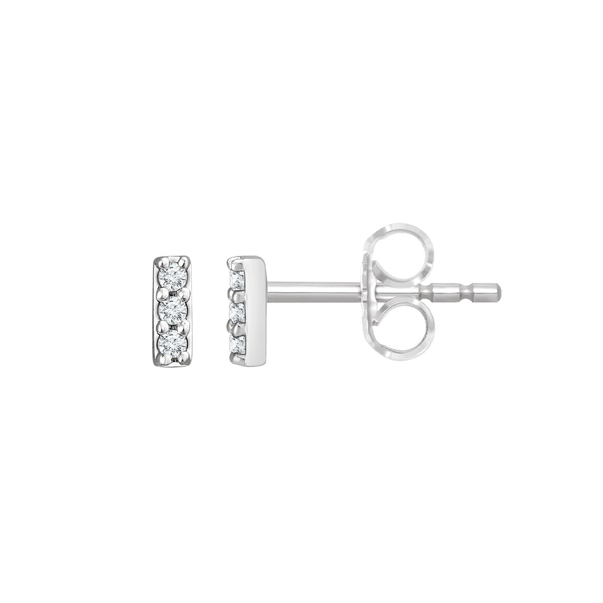 Diamond Accent Petite Bar Earrings in 14K White Gold