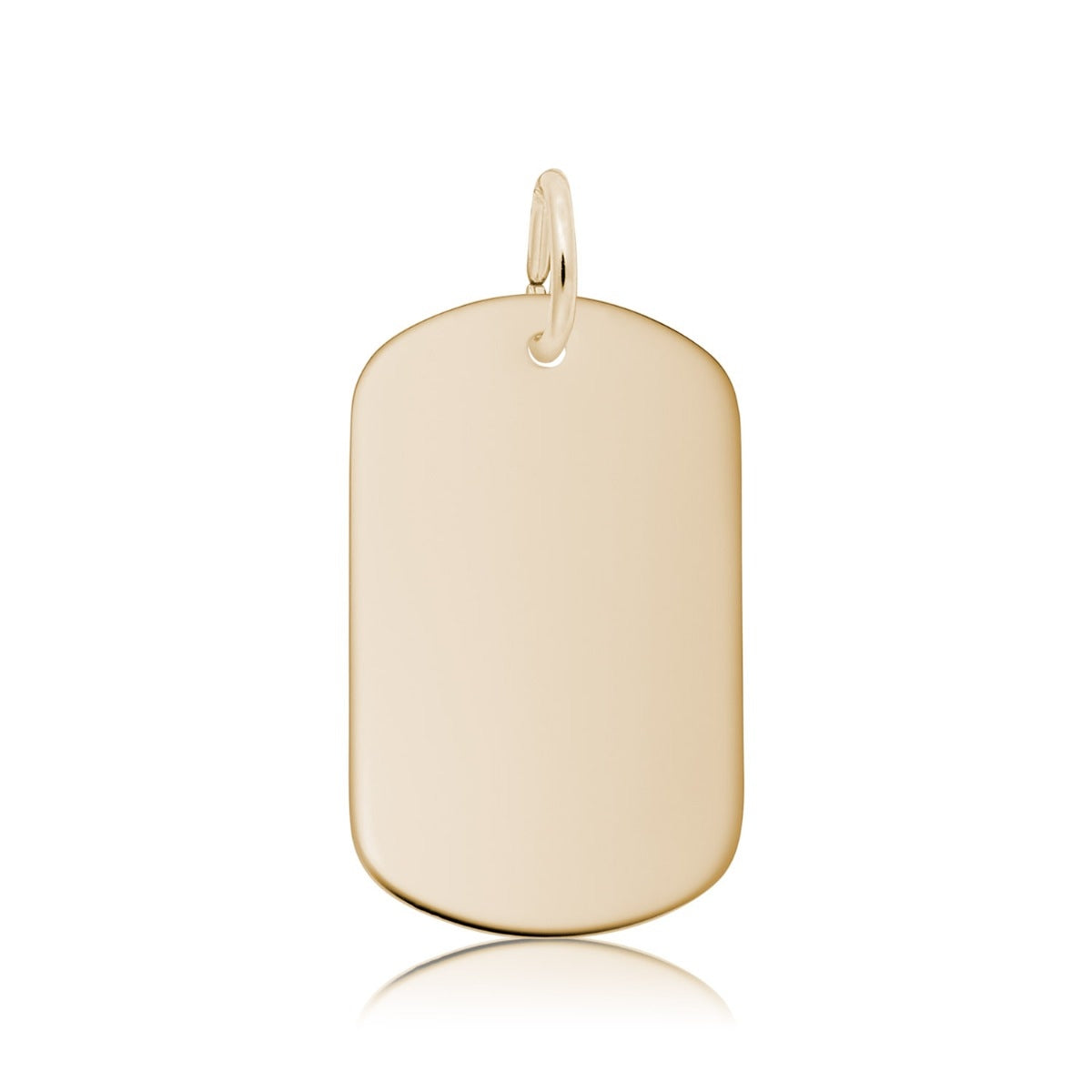 Small Dog Tag Charm in 14K Yellow Gold