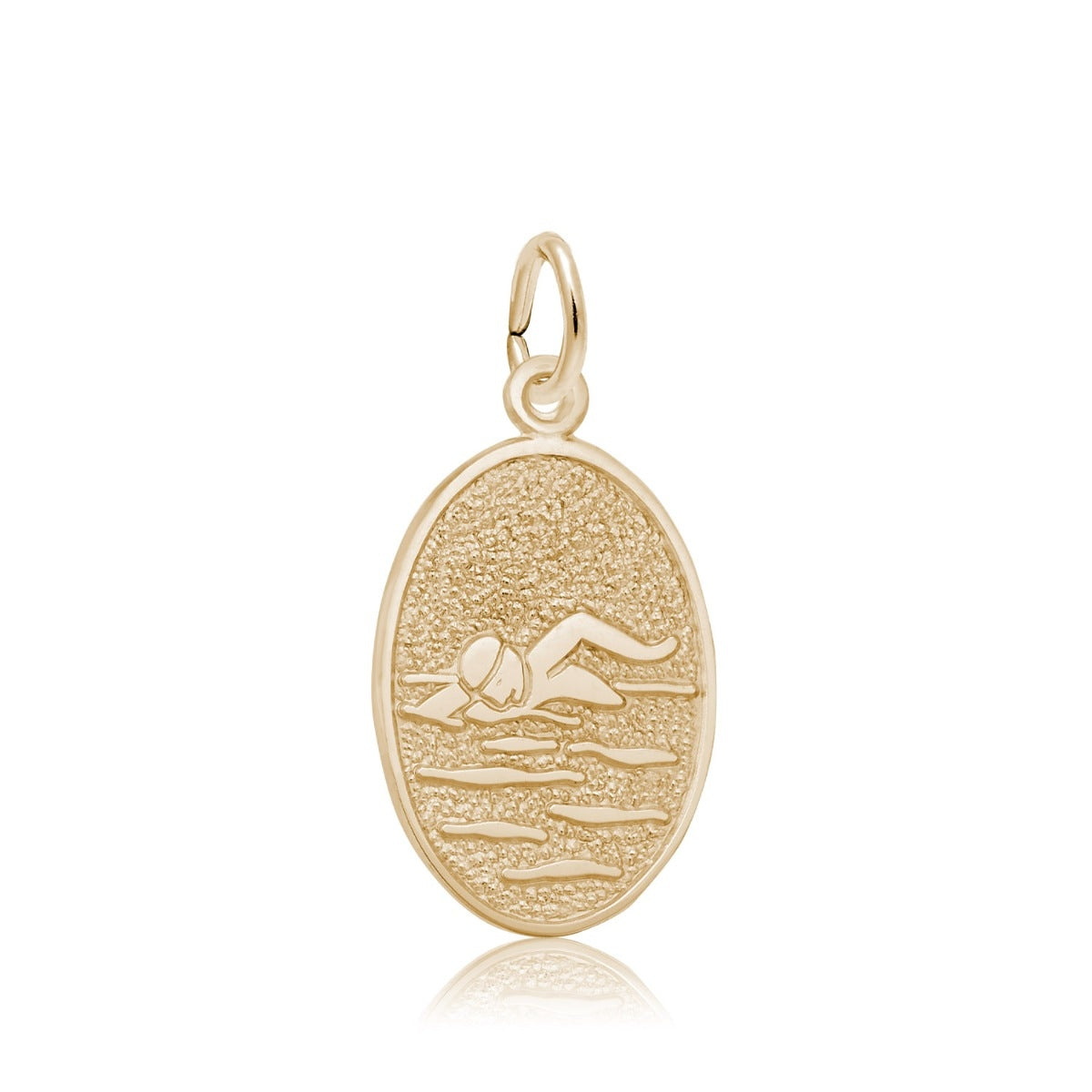 Swimmer Oval Disc Charm in 14K Yellow Gold