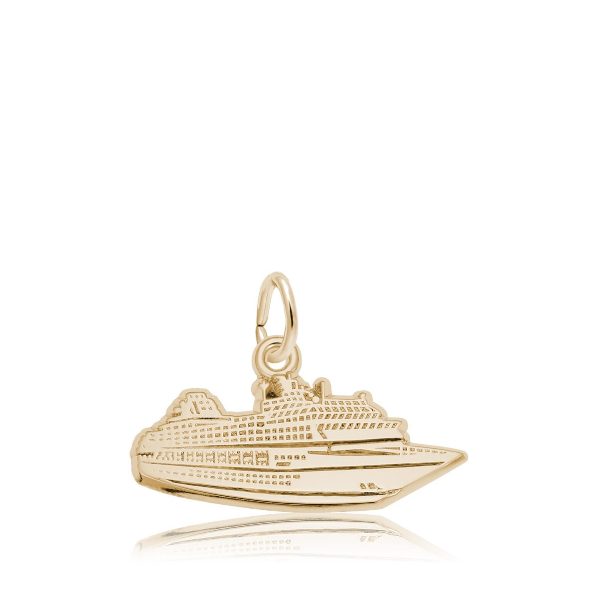 Flat Cruise Ship Charm in 14K Yellow Gold
