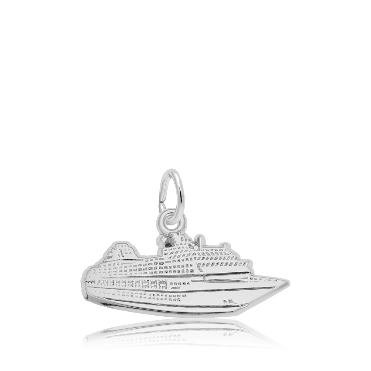 Flat Cruise Ship Charm in Sterling Silver