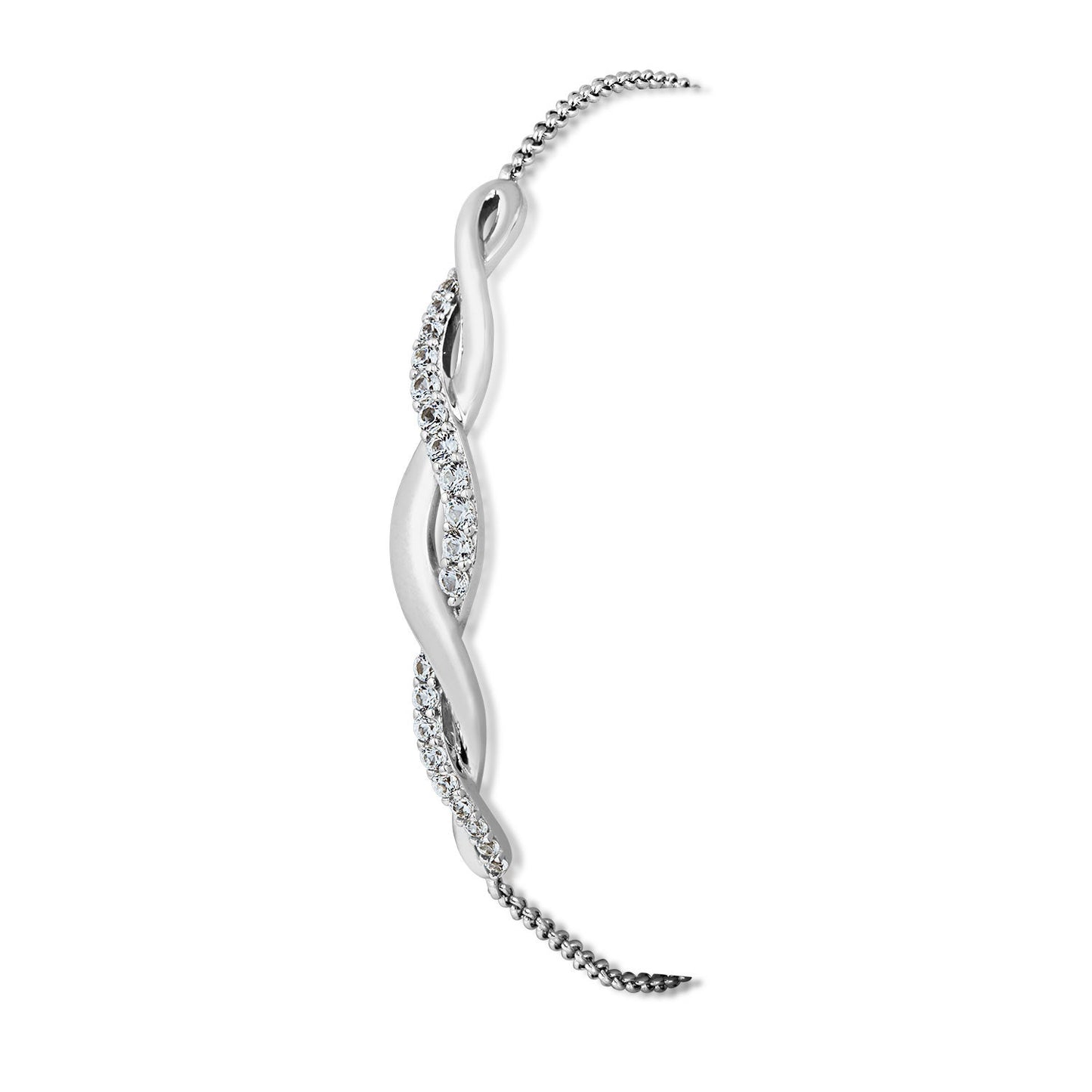 Created White Sapphire Twist Bolo Bracelet in Sterling Silver front view