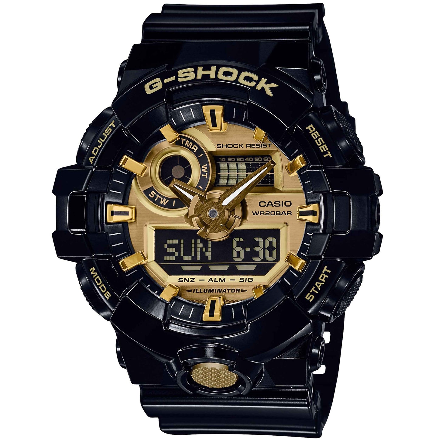 G-Shock Men's Super Illuminator Gloss Black and Gold Watch
