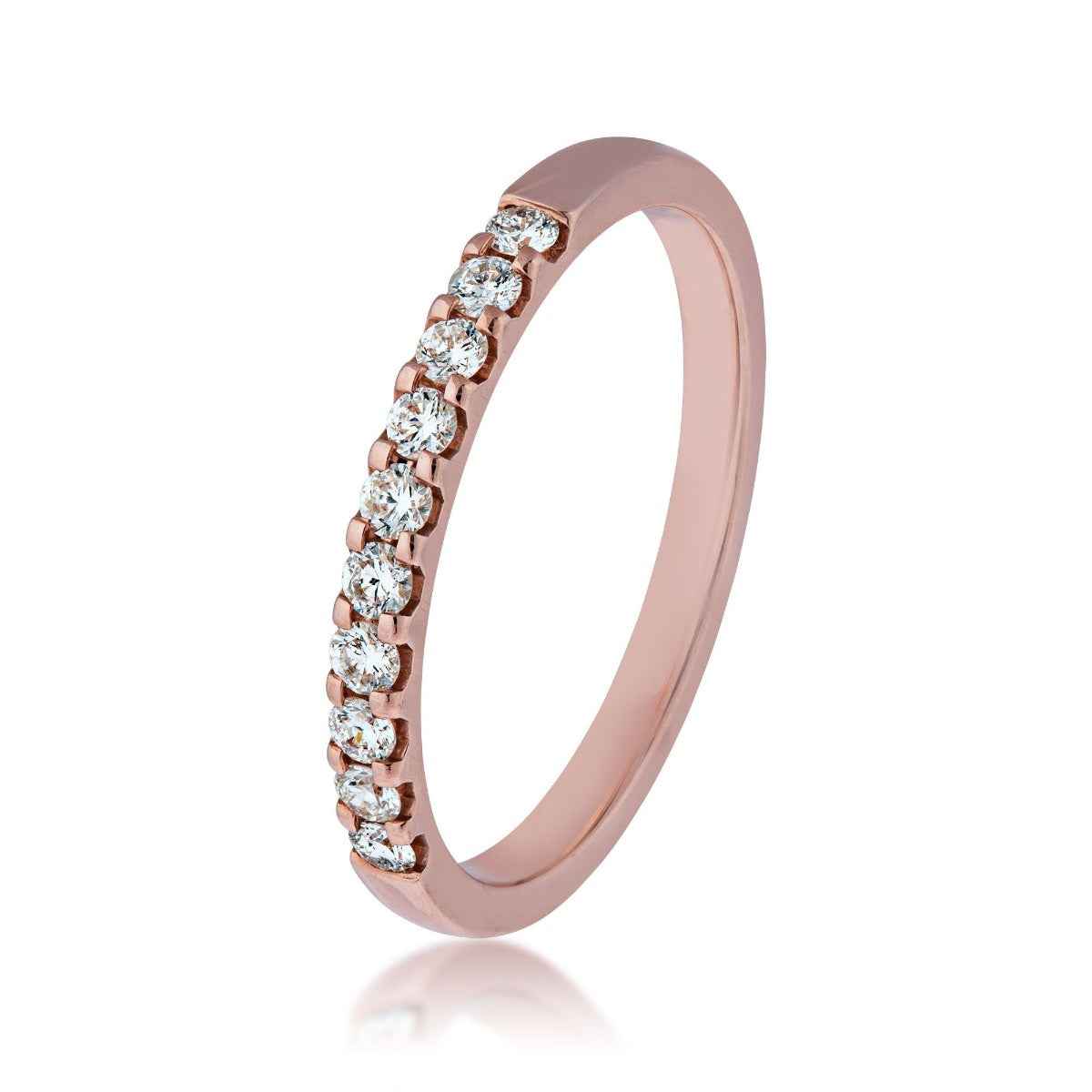 1/4 ct. tw. 10-Stone Round Brilliant Prong-Set Diamond Anniversary Band in 14K Pink Gold front view