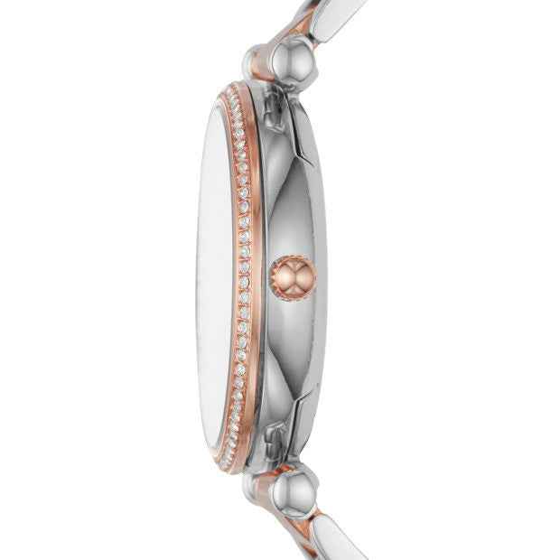 Fossil Ladies' Carlie Three-Hand Two-Tone Stainless Steel Watch front view