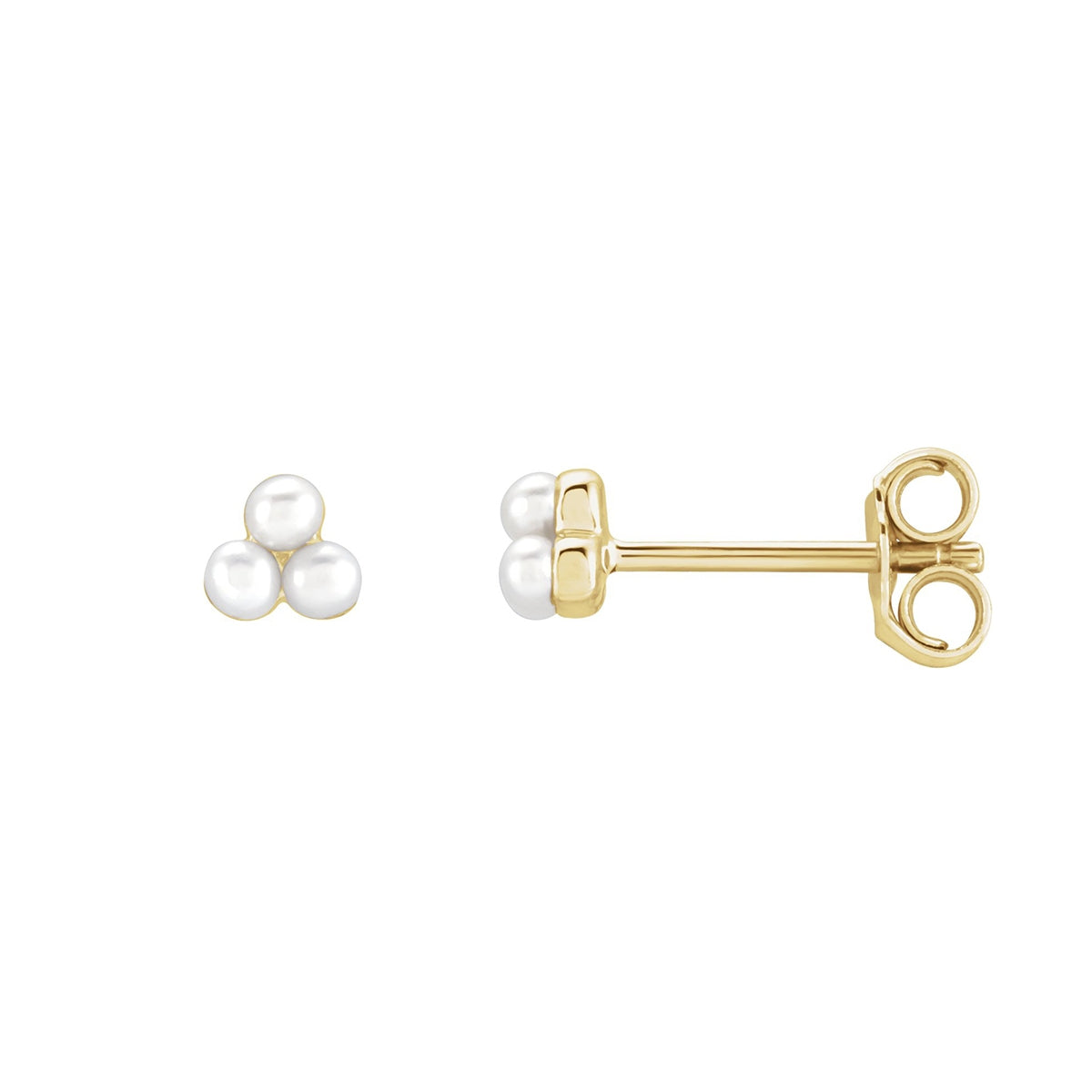 Cultured Freshwater Pearl Cluster Earrings in 14K Yellow Gold