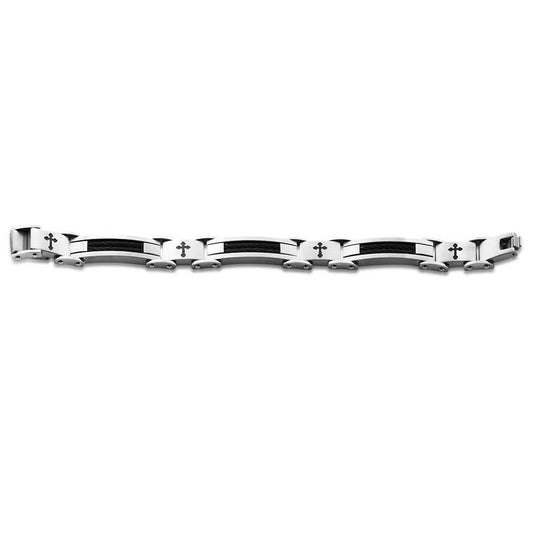 Mens Stainless Steel Cross Bracelet front view