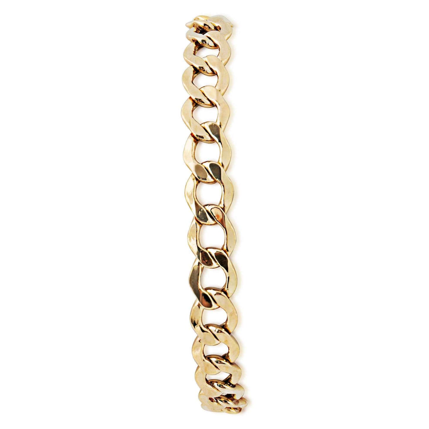 7.3mm 8.5-inch Hollow Curb Chain Bracelet in 10K Yellow Gold front view