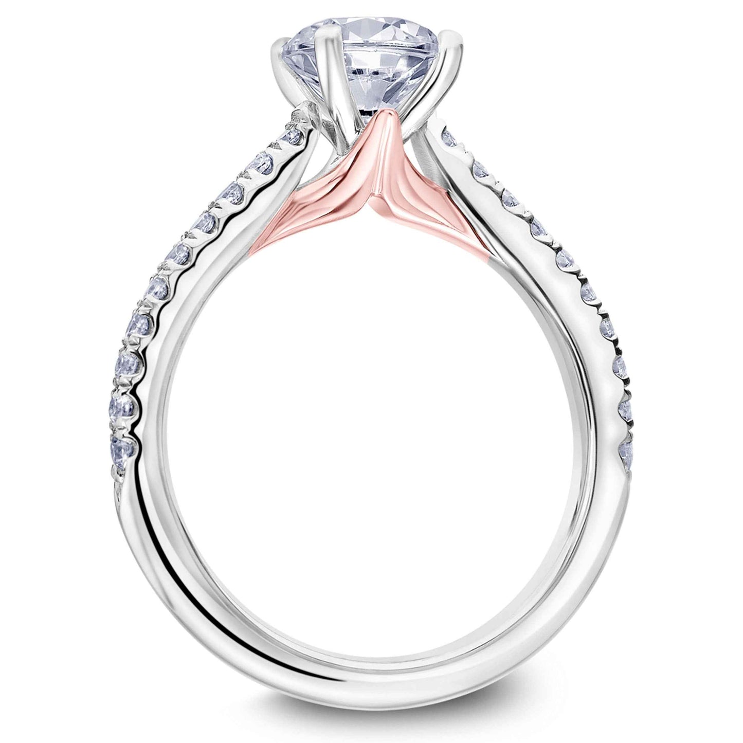 Scott Kay Namaste 1/3 ct. tw. Diamond Semi-Mount Engagement Ring in 14K White and Pink Gold close-up detail