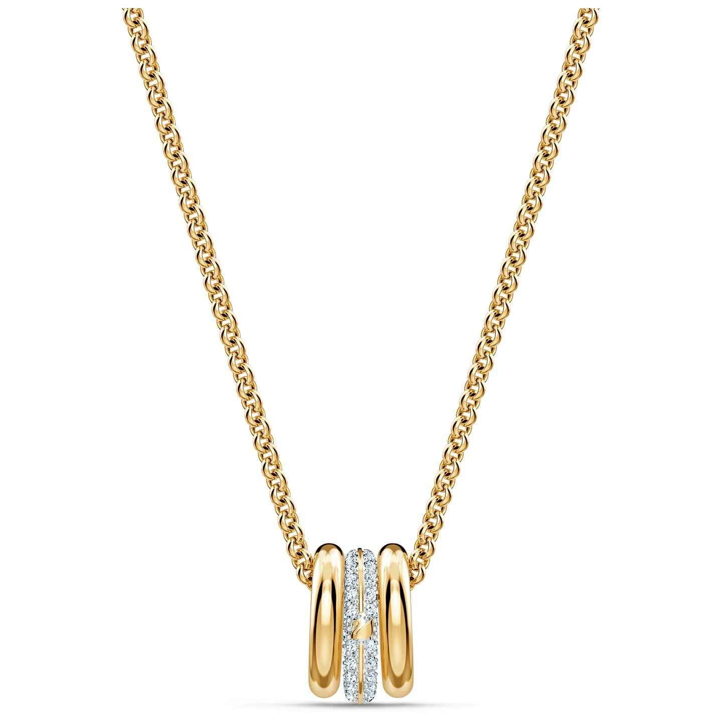 Swarovski 3 Ring Pendant - White, Two-Tone Plated