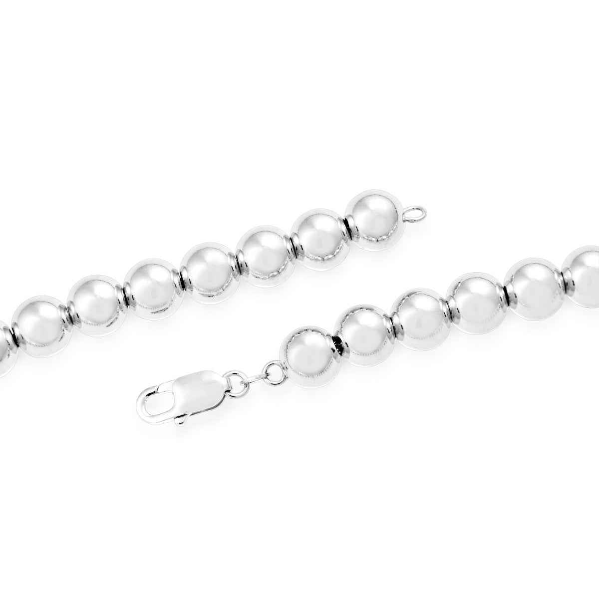 High Polished 10.0mm Beaded Necklace with 18-inch Chain in Sterling Silver front view