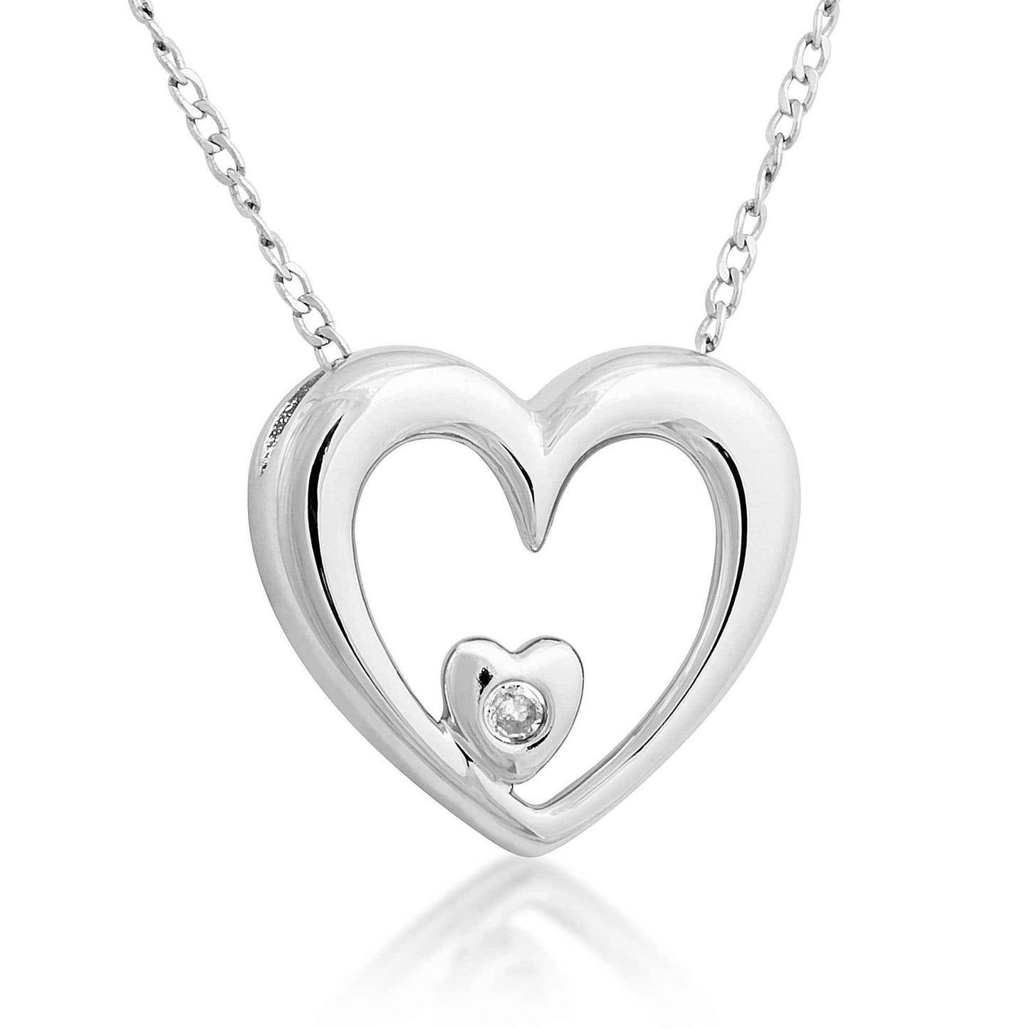 .015 ct. tw. Diamond Double Heart Pendant in Sterling Silver