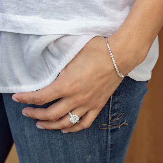 1/4 ct. tw. Round Mini Cluster Diamond Bolo Bracelet in Sterling Silver front view