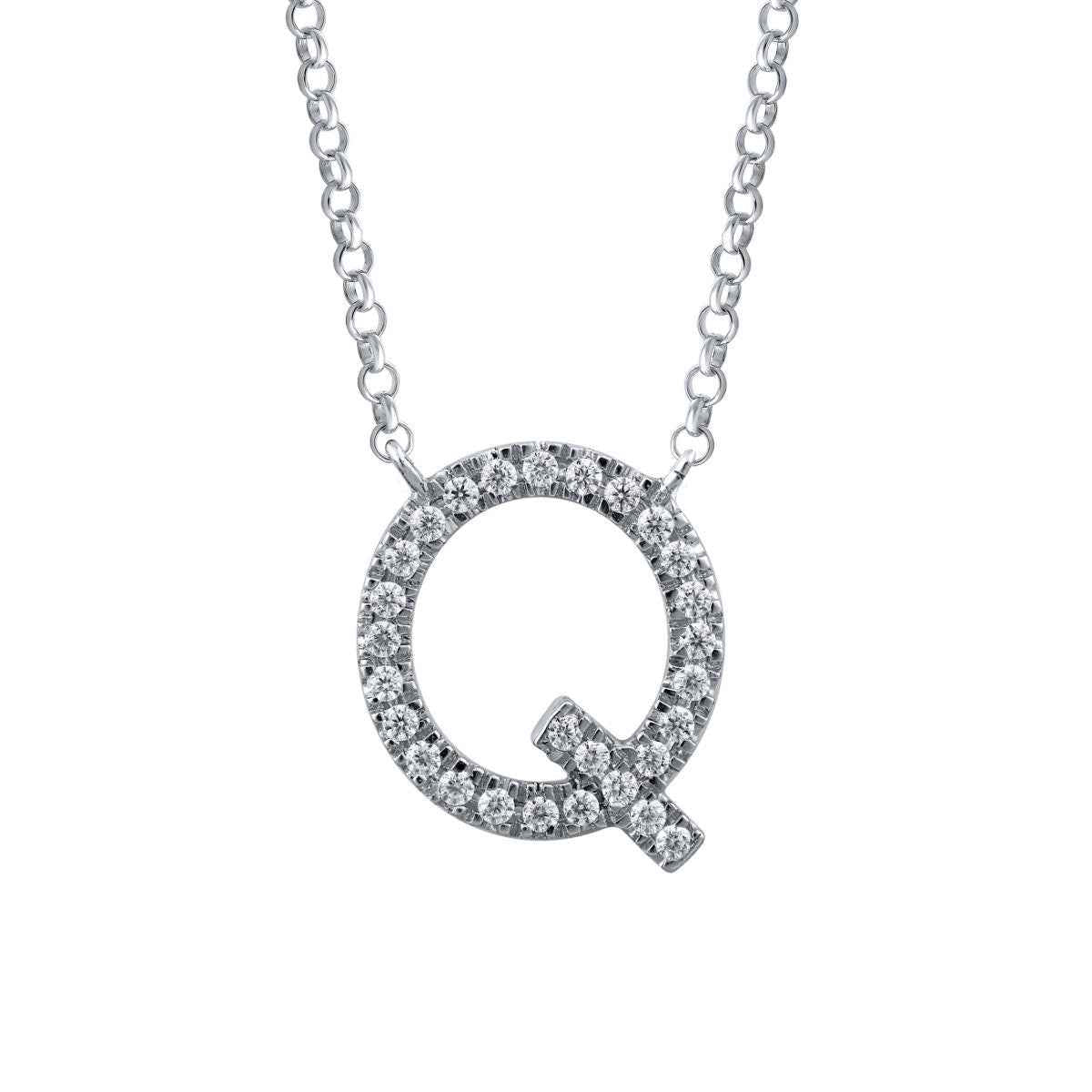 1/10 ct. tw. Diamond Letter Q 10mm Pendant in 10K White Gold