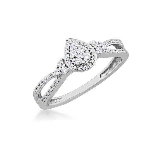 I Promise 1/5 ct. tw. Diamond Pear-Shape Cluster Promise Ring with Split Band in 10K White Gold front view