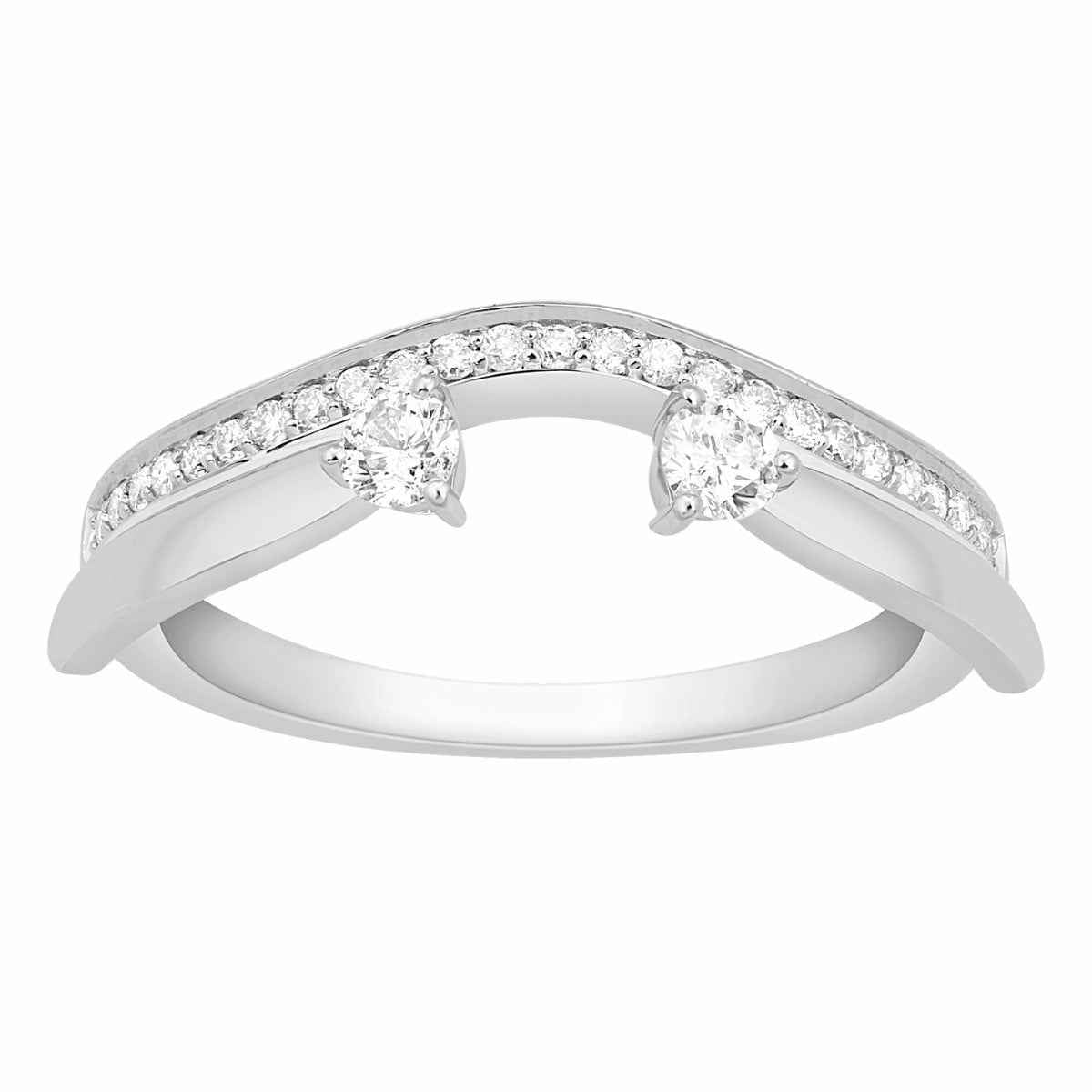 1/4 ct. tw. Contour with Double Prong Set Diamond Ring Enhancer in 14K White Gold