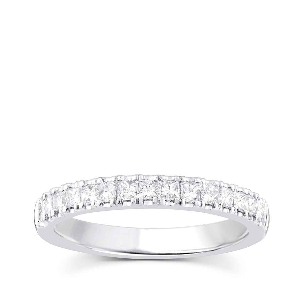 1/2 ct. tw. Princess Cut Machine Set Anniversary Band in 14K White Gold