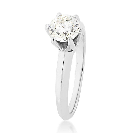 Adamante 1 ct. tw. Round Brilliant Lab-Grown Diamond Solitaire Engagement Ring in 14K White Gold front view