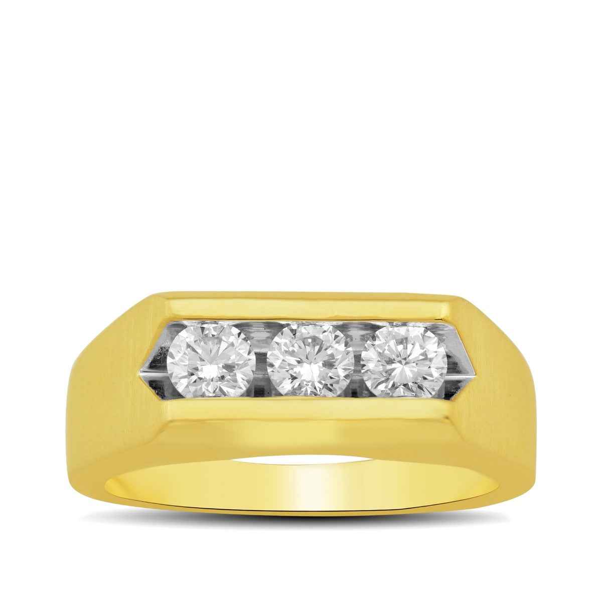 Adamante Men's 1ct. tw. Lab-Grown Diamond 3-Stone Ring in 10K Yellow Gold