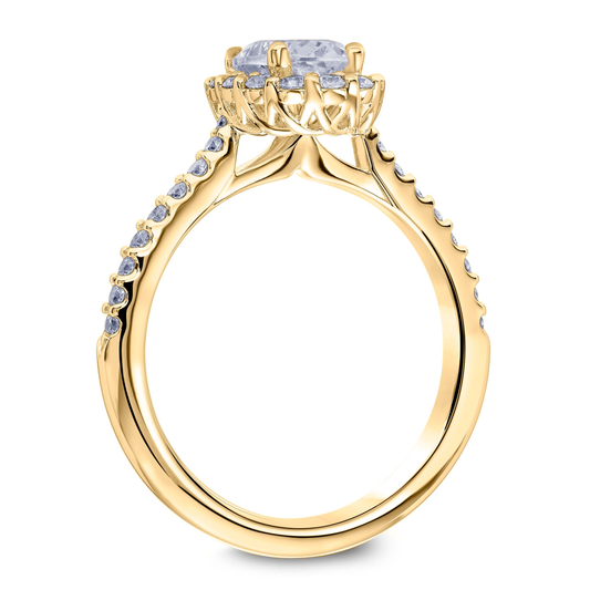 Scott Kay Luminaire 1/2 ct. tw. Diamond Halo Semi-Mount Engagement Ring in 14K Yellow Gold close-up detail