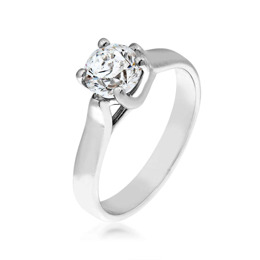 1 ct. tw. Round Brilliant Diamond Solitaire in 14K White Gold front view
