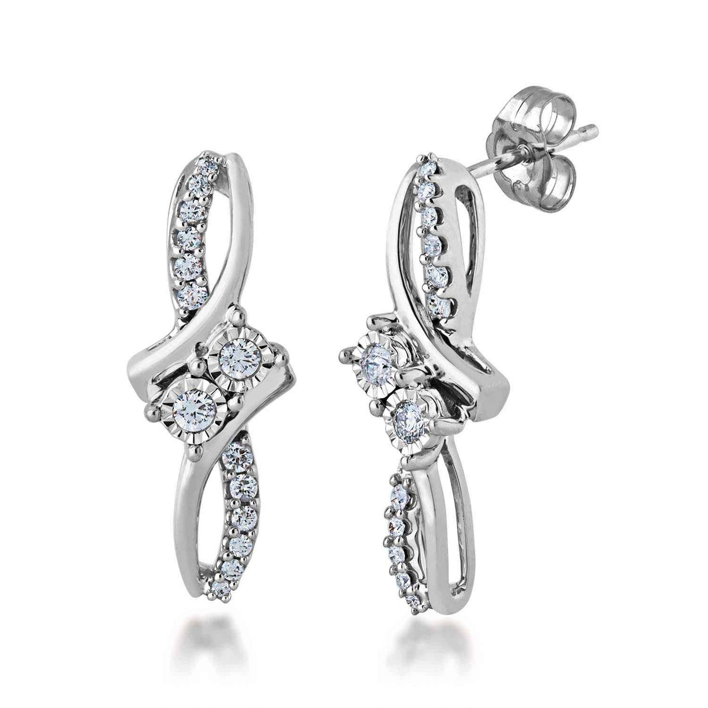 2BeLoved 1/3 ct. tw. 2 Stone Diamond Earrings in 10K White Gold