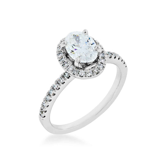 Natural 1-3/8 ct. tw. Oval Diamond Engagement Ring in 14K White Gold front view