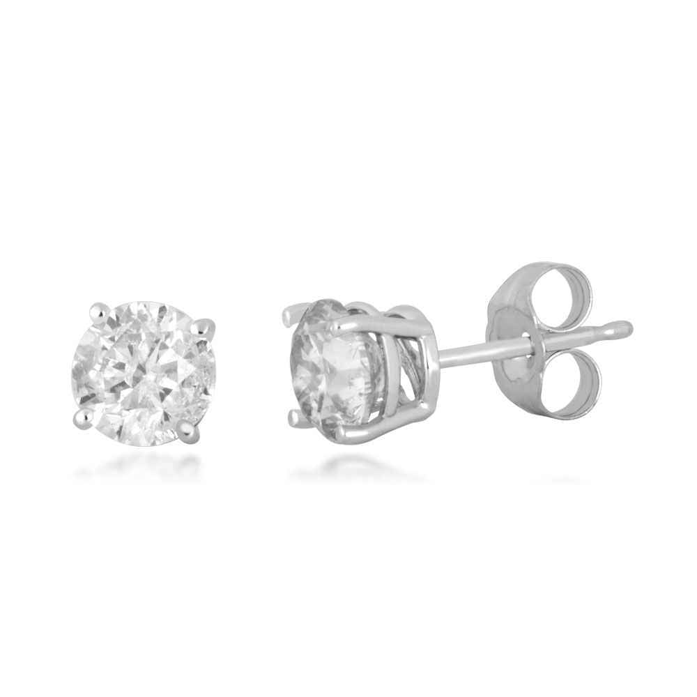 3/4 ct. tw. Round Brilliant Diamond Solitaire Earrings in 14K White Gold