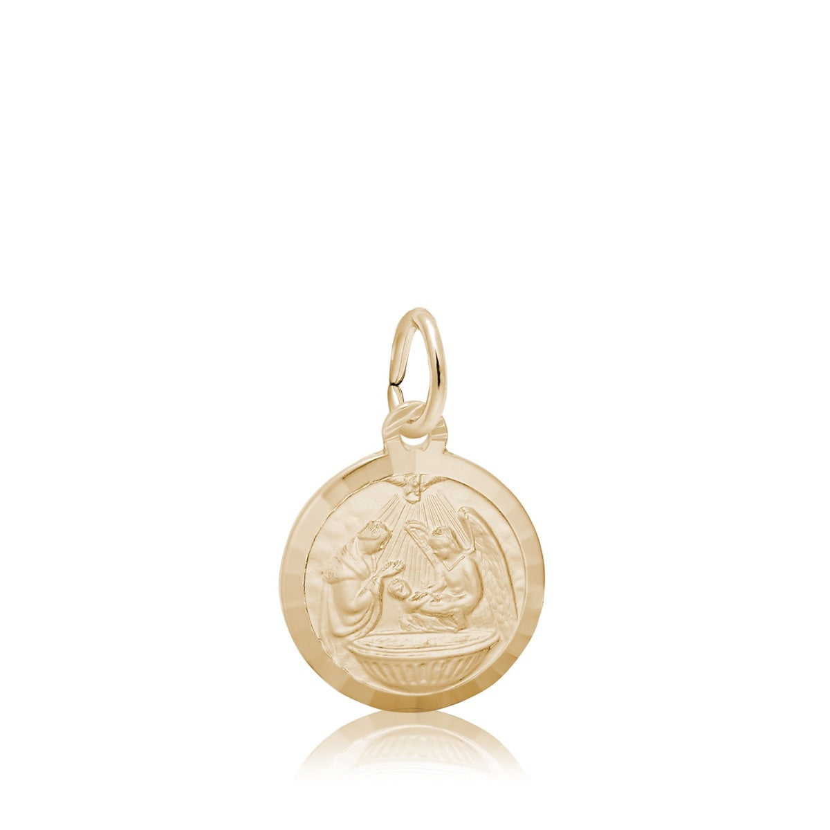 Baptism Disc Charm in 14K Yellow Gold