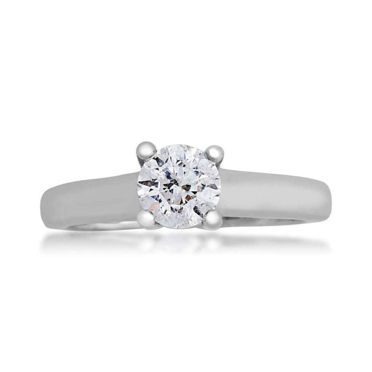 Noventa 1 ct. tw. Round Diamond Solitaire Engagement Ring in 14K White Gold front view