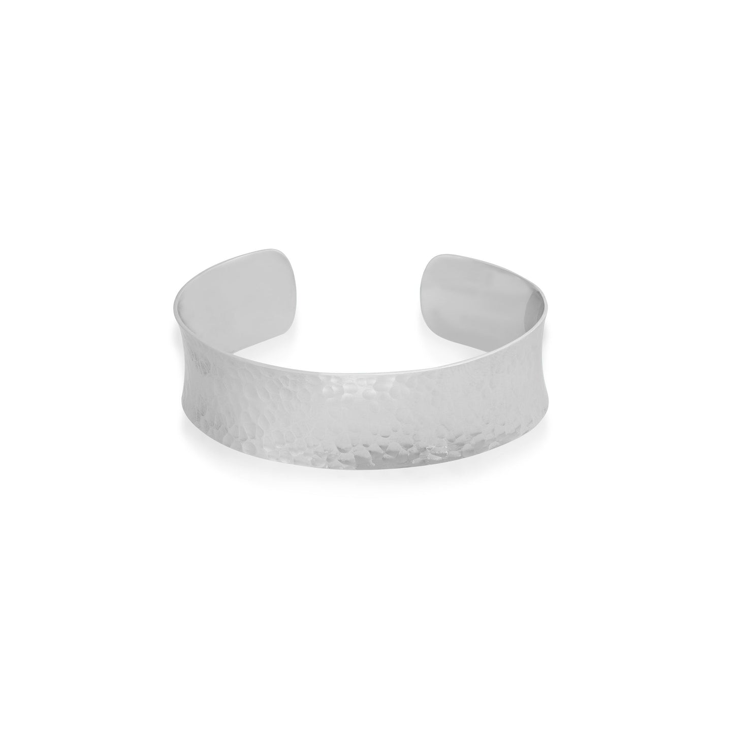 20mm Concave Hammered Design Cuff Bracelet in Sterling Silver