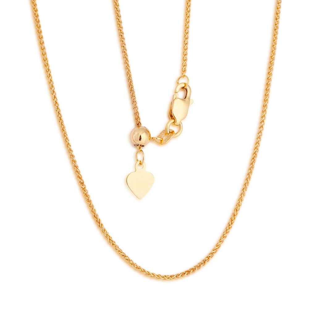 22-inch 10kt Yellow Gold Adjustable Wheat Chain