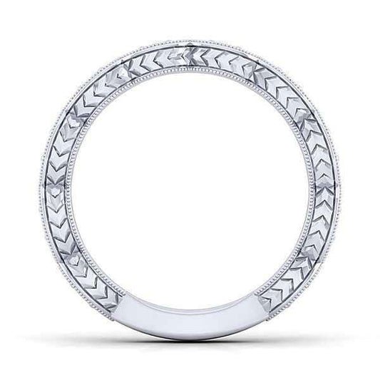 Gabriel & Co. 1/8 ct. tw. Diamond Vintage Wedding Ring in 14K White Gold close-up detail
