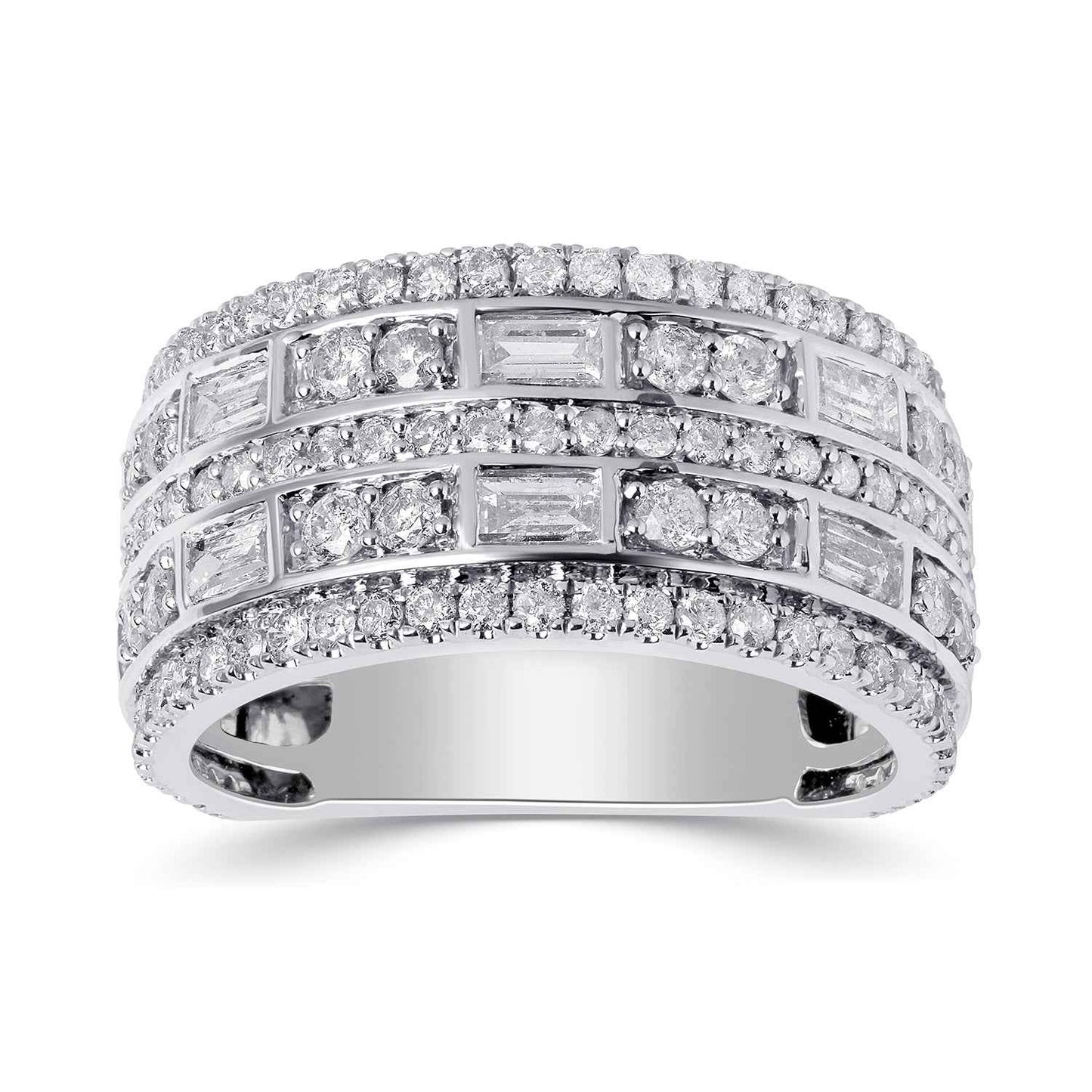 1-1/2 ct. tw. 5-Row Round and Baguette anniversary band in 10K white gold