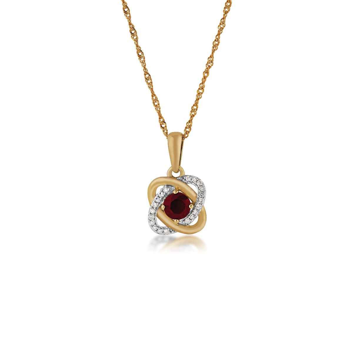 Love Knot Ruby and .05 ct. tw. Diamond Pendant in 10K Yellow Gold