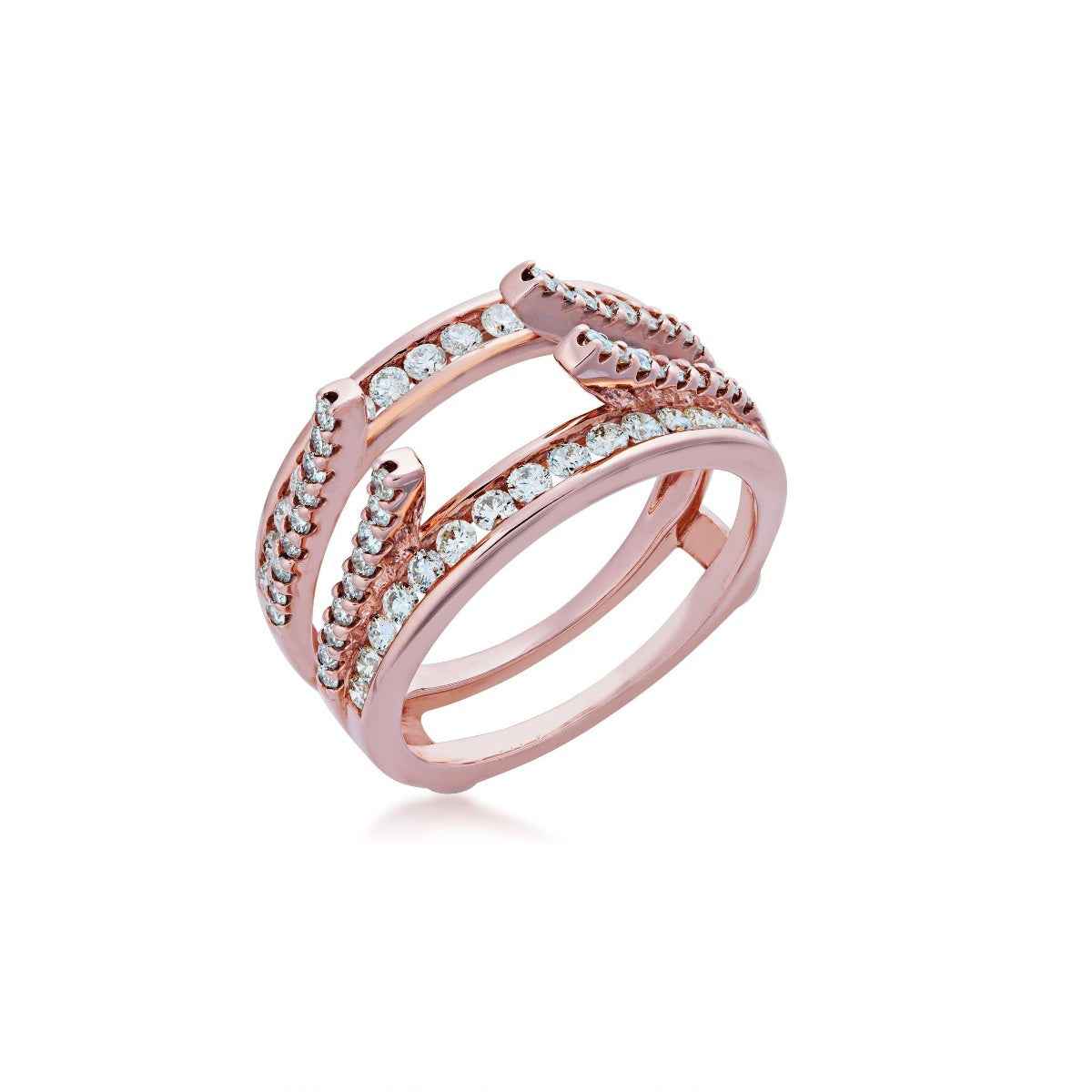 1 ct. tw. Round Diamond Insert Ring Enhancer in 14K Pink Gold front view