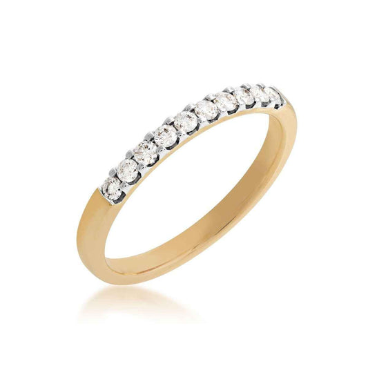 1/4 ct. tw. Classic Round Diamond Wedding Band with Prong Setting in 14K Yellow Gold front view