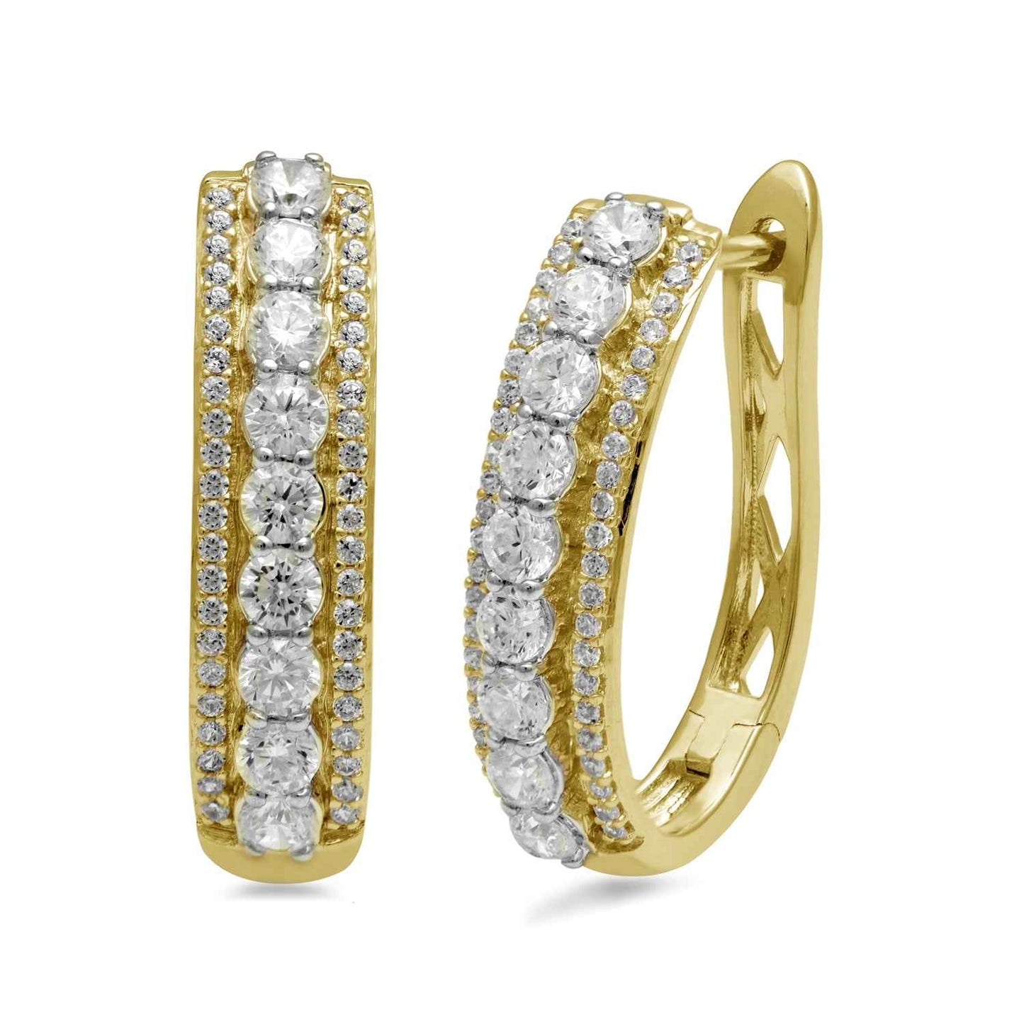 1 ct. tw. Round Diamond Hoop Hinged-Back Earrings in 10K Yellow Gold