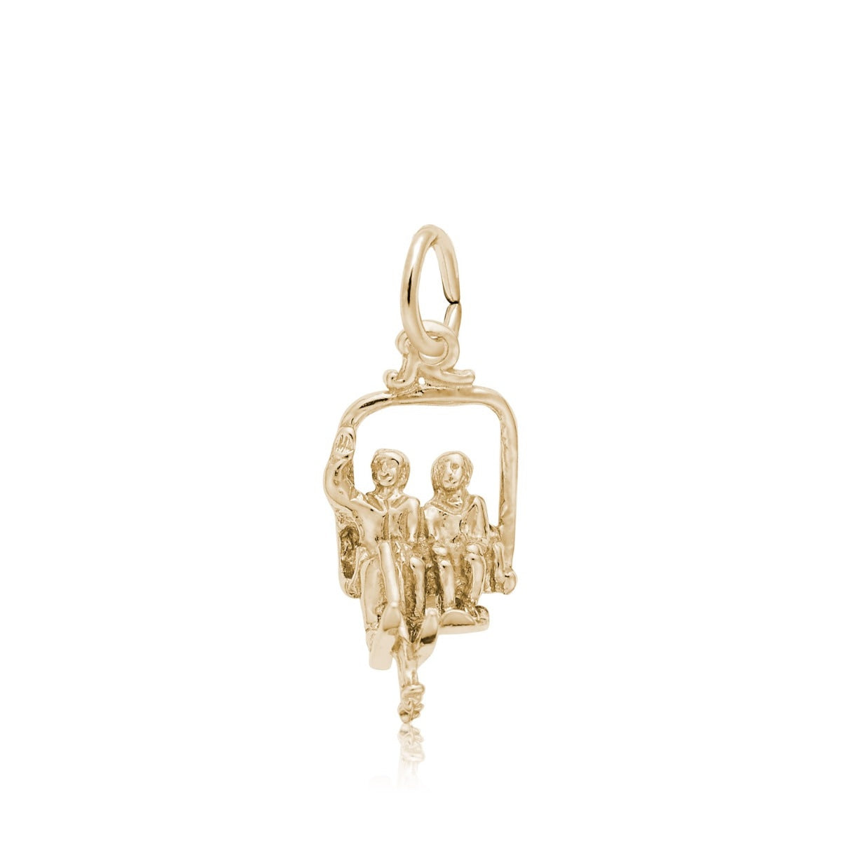 Two Person Ski Lift Charm in 14K Yellow Gold