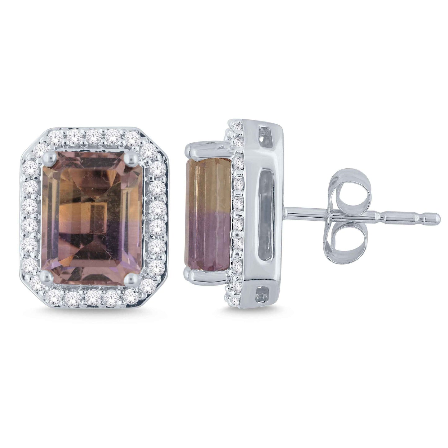 Ametrine and 1/4 ct. tw. Diamond Fashion Earrings in 10K White Gold