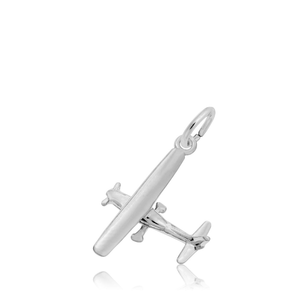 Single Engine Airplane Charm in Sterling Silver