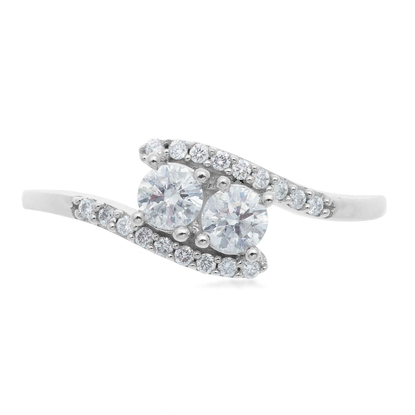 2BeLoved 1/2 ct. tw. 2 Stone Round Diamond Ring in 10K White Gold close-up detail
