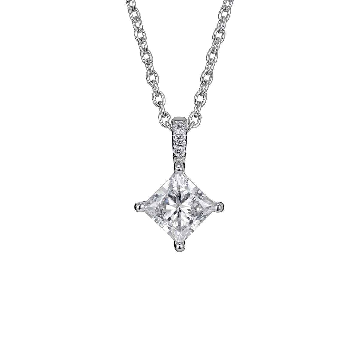 Lightbox 1 ct. tw. Lab-Grown Princess Cut Diamond Pendant in 10K White Gold