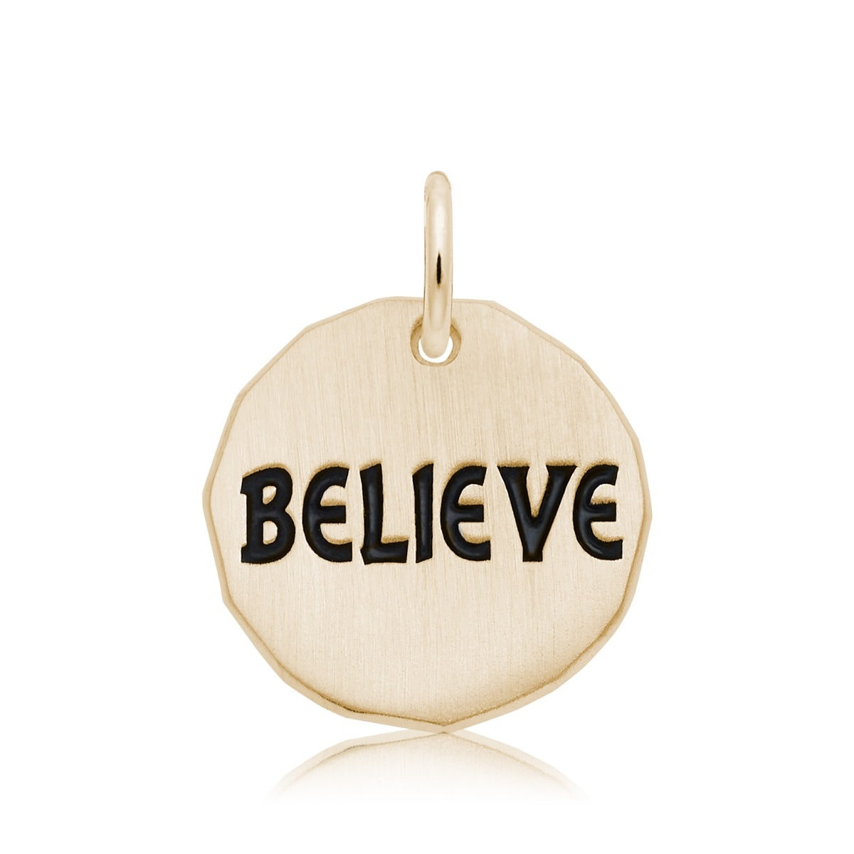 Believe Tag Charm in 14K Yellow Gold