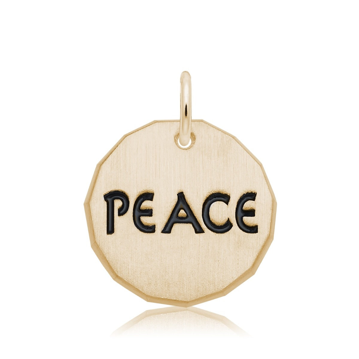 Peace Tag Charm in 14K Yellow Gold