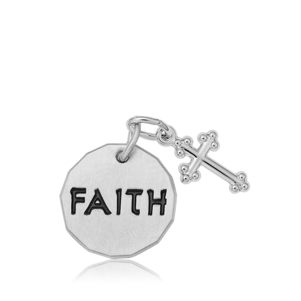 Faith Tag & Bottony Cross Charm in Sterling Silver
