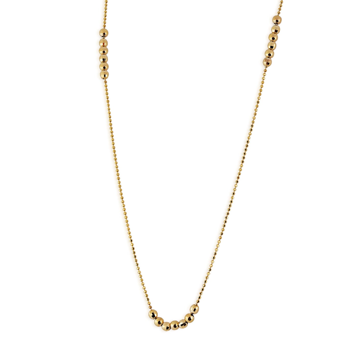 Ladies' Mirror Beaded Necklace in 10K Yellow Gold