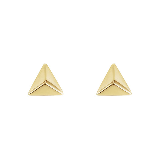 Pyramid Stud Earrings in 14K Yellow Gold front view