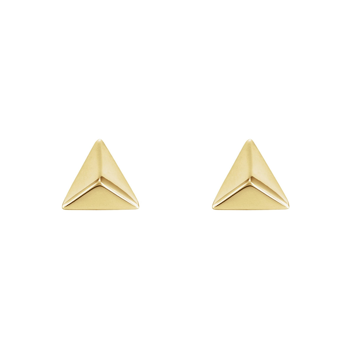 Pyramid Stud Earrings in 14K Yellow Gold front view